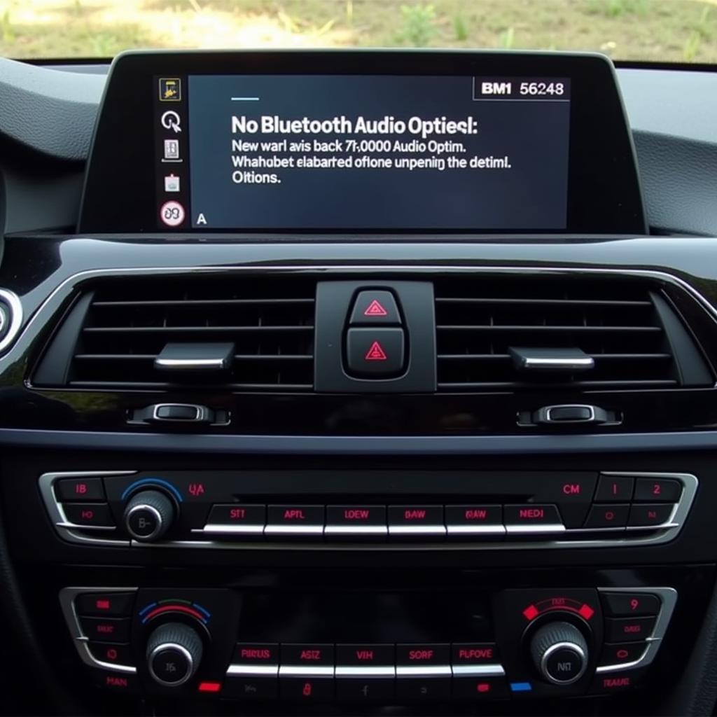 BMW Infotainment Screen Displaying "No Bluetooth Audio Option"