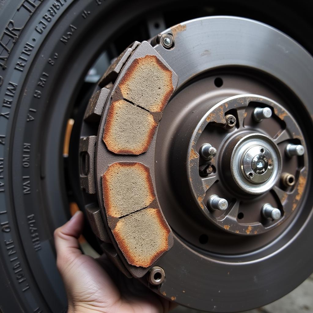 Worn Brake Pads on a BMW X1