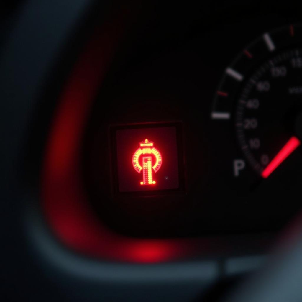 Brake Warning Light Illuminated on Car Dashboard