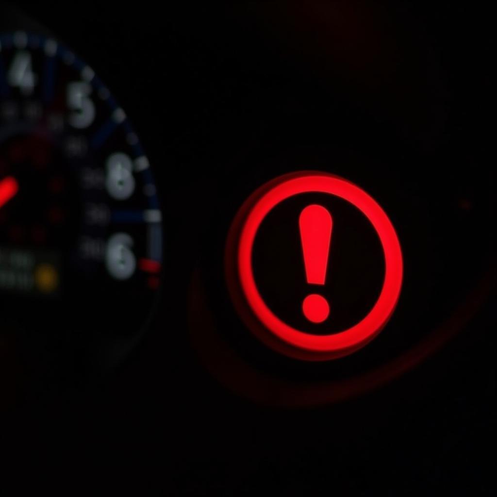 Brake Warning Light Illuminated on Car Dashboard