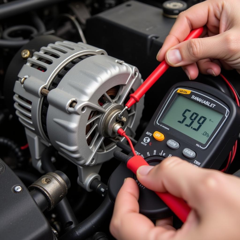 Testing a car alternator with a multimeter