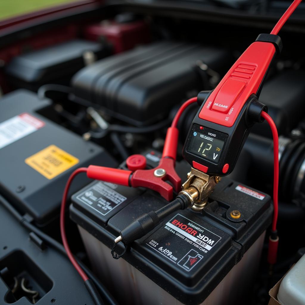 Checking the voltage of a car battery that won't start despite reading 12v