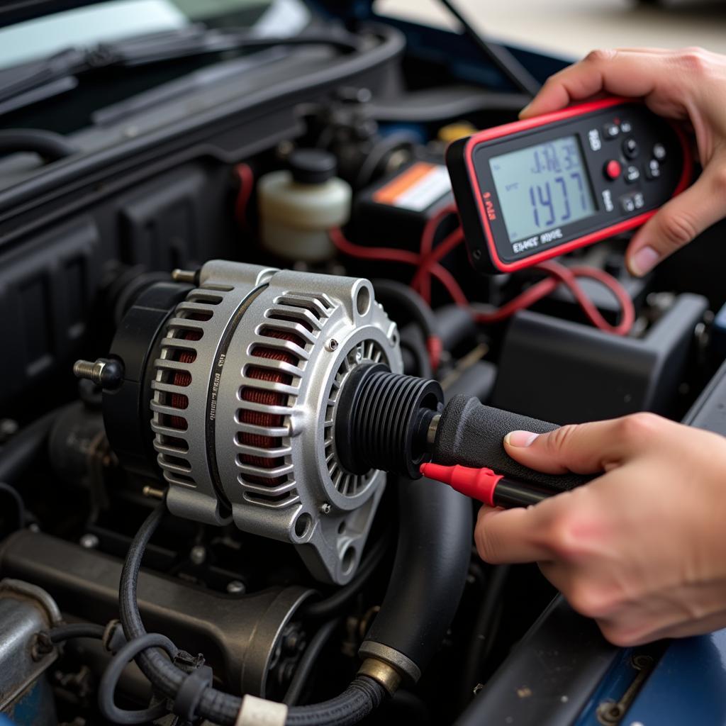 Testing the alternator using a multimeter