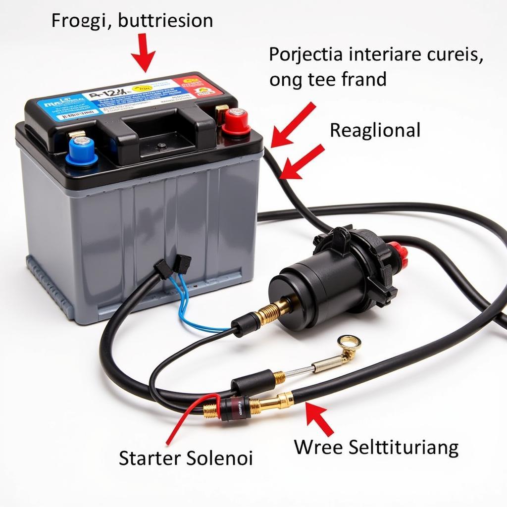 Car Battery and Starter Motor Connection