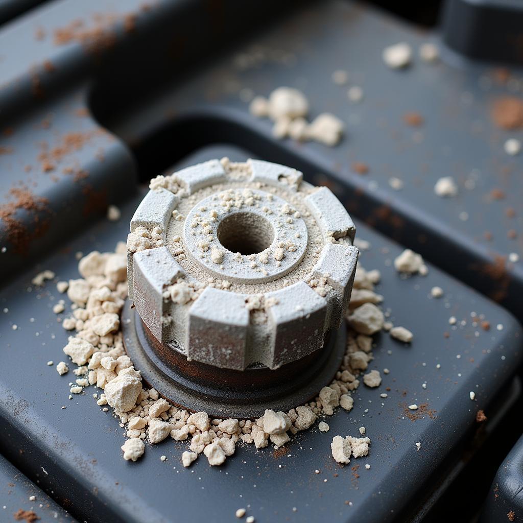 Car Battery Corrosion on Terminals: Close-up View