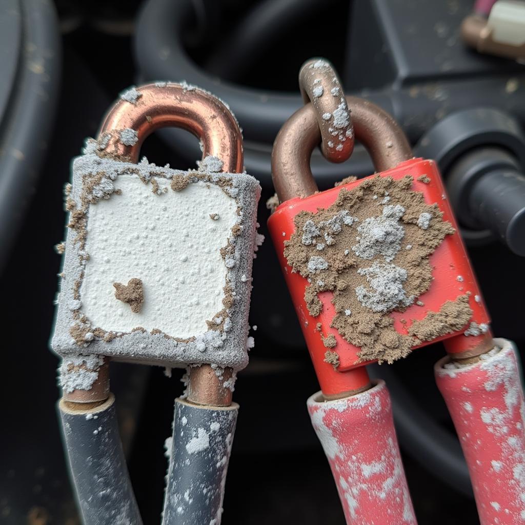 Corroded car battery terminals