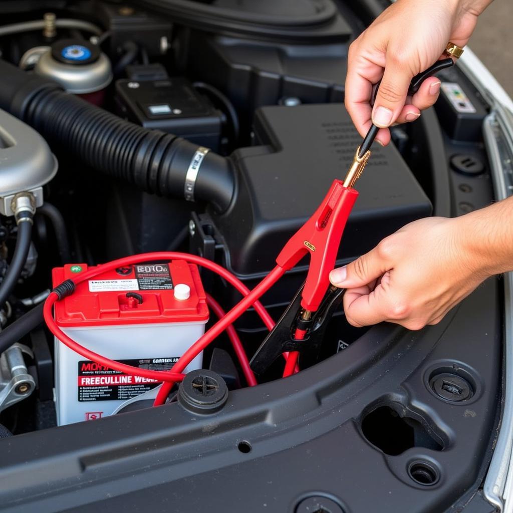 Connecting Jumper Cables to a Car Battery