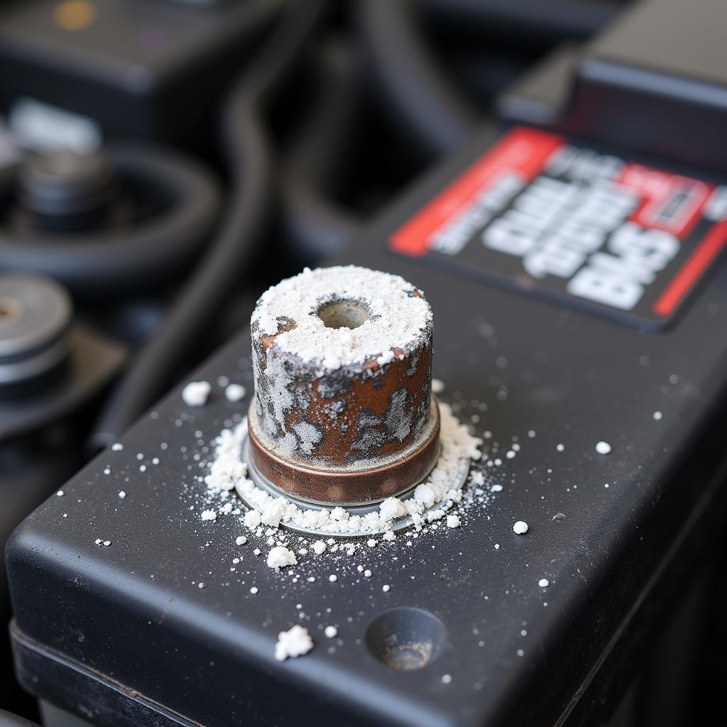 Car Battery with Corroded Terminals