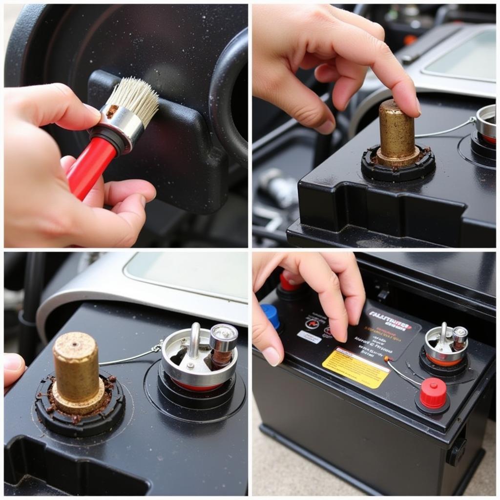 Cleaning corroded car battery terminals