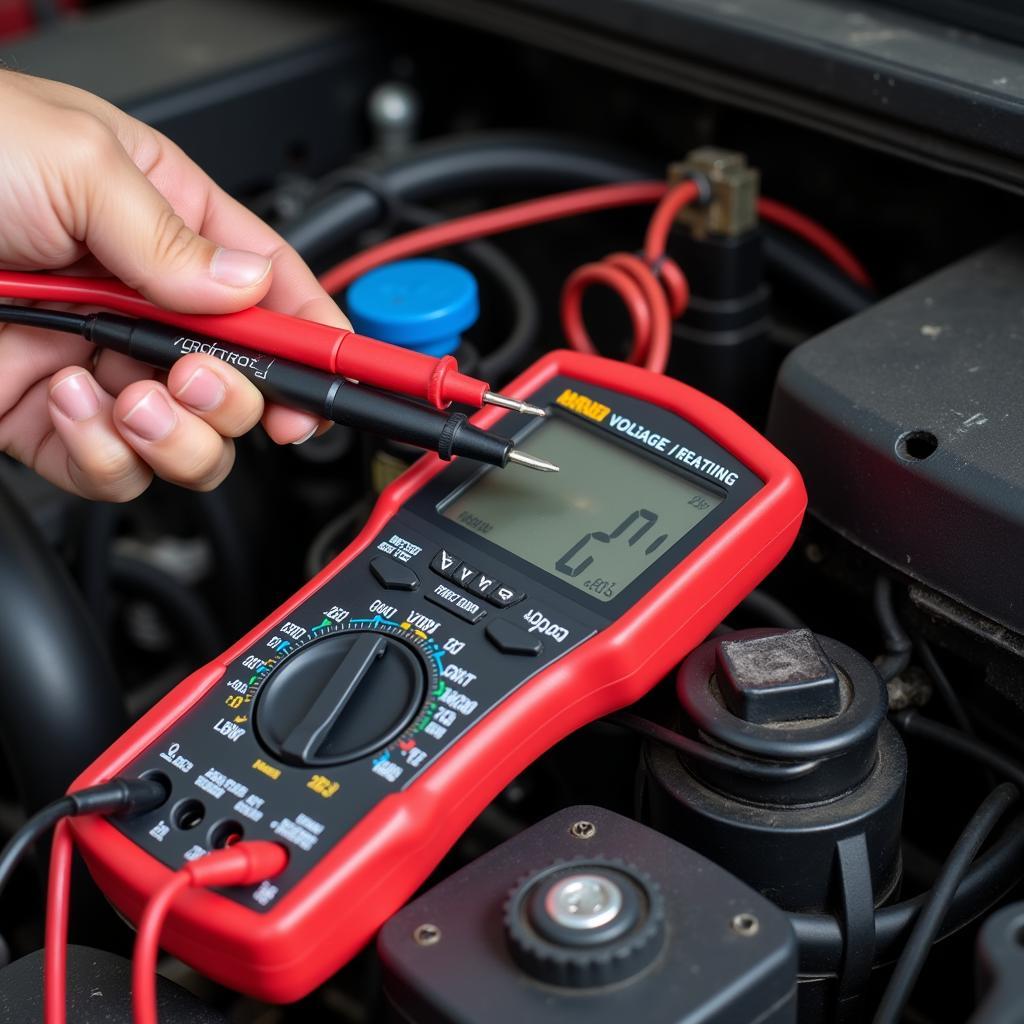 Testing Car Battery with Multimeter