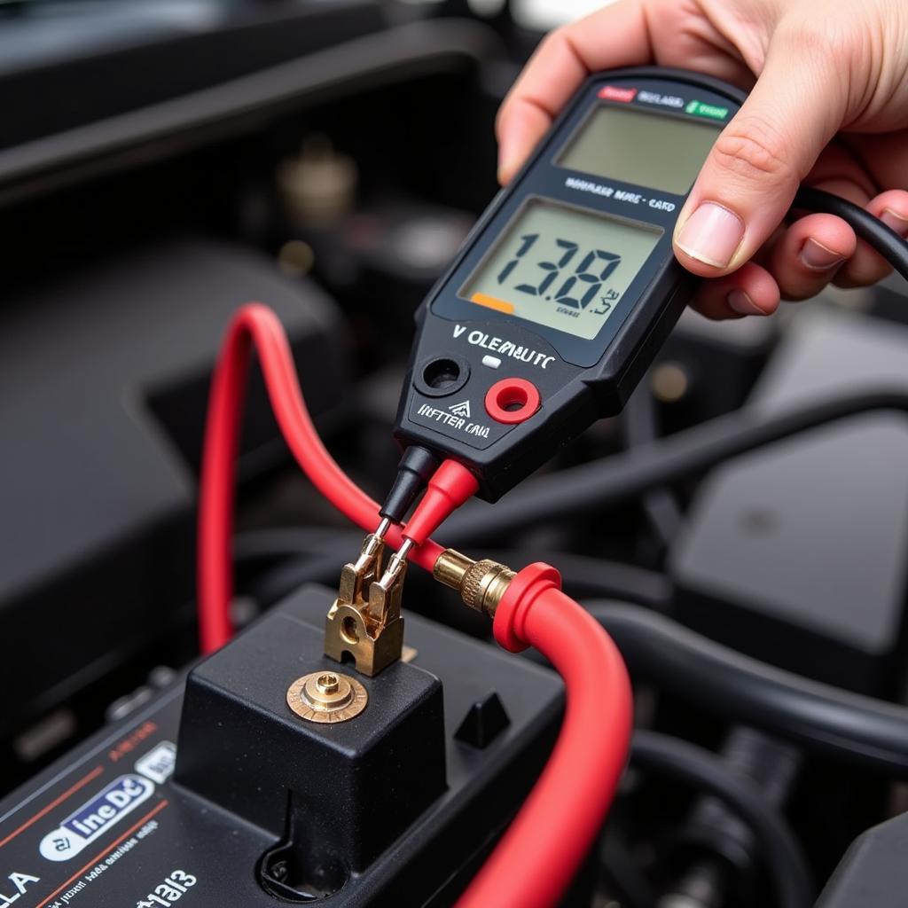 Testing Car Battery Voltage with Multimeter