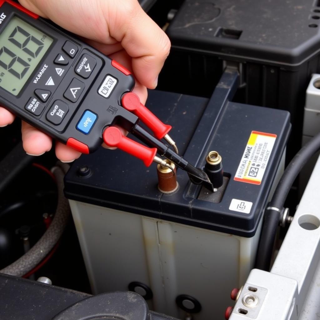 Testing Car Battery Voltage with Multimeter