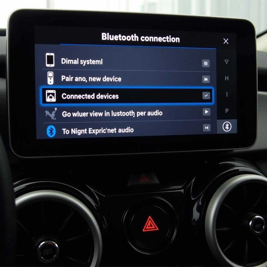 Car Radio Bluetooth Connection Screen Display