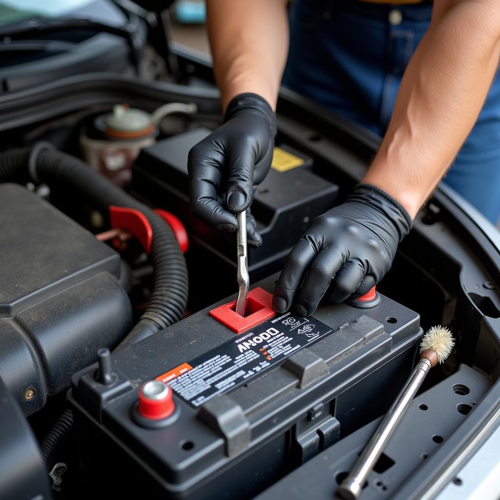 Checking Car Battery Terminals for Corrosion