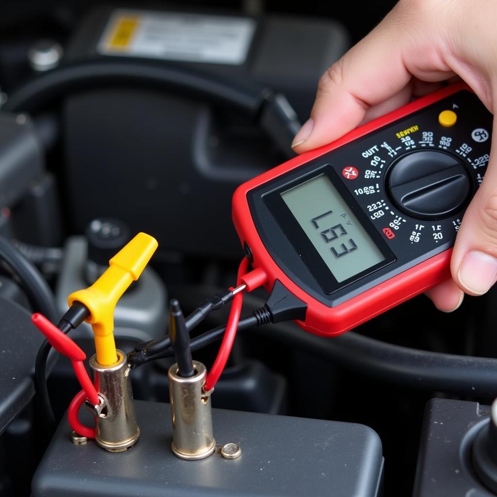 Checking Car Battery Voltage with a Multimeter