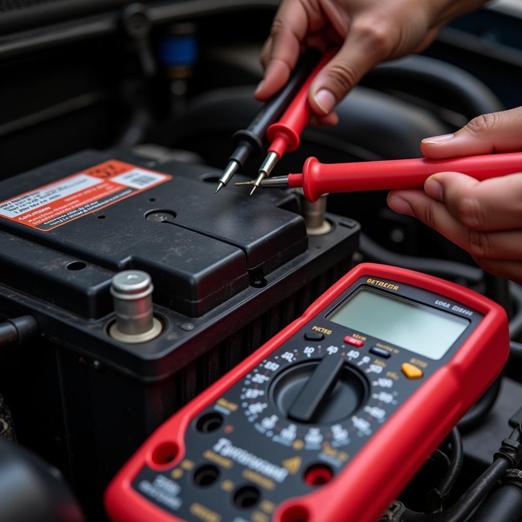 Testing Truck Battery Voltage with a Multimeter