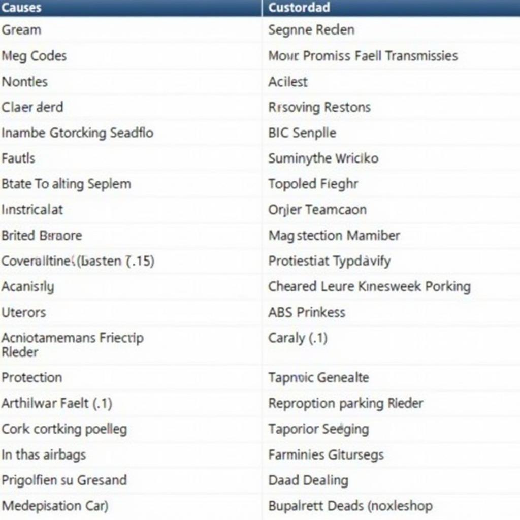 Common VCDS Autoscan Fault Codes