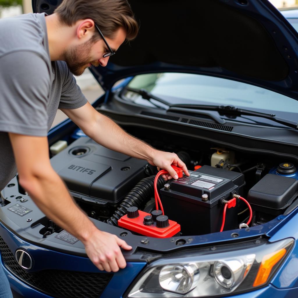 Jumpstarting a dead car battery