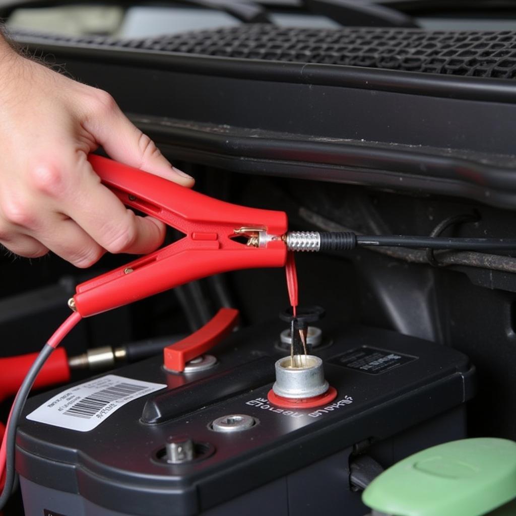 Connecting Jumper Cables to a Dead Car Battery