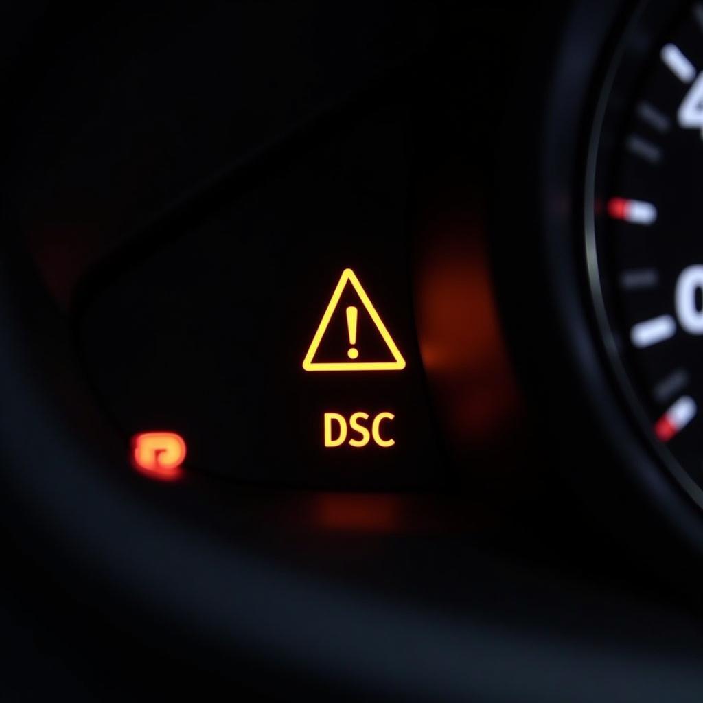 DSC and Brake Warning Lights Illuminated on a Car Dashboard