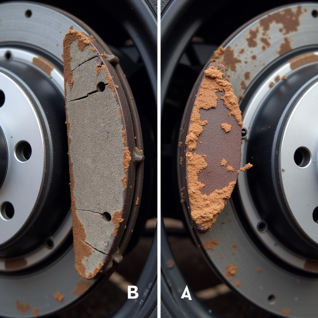 Worn Brake Pads on a Ford Focus