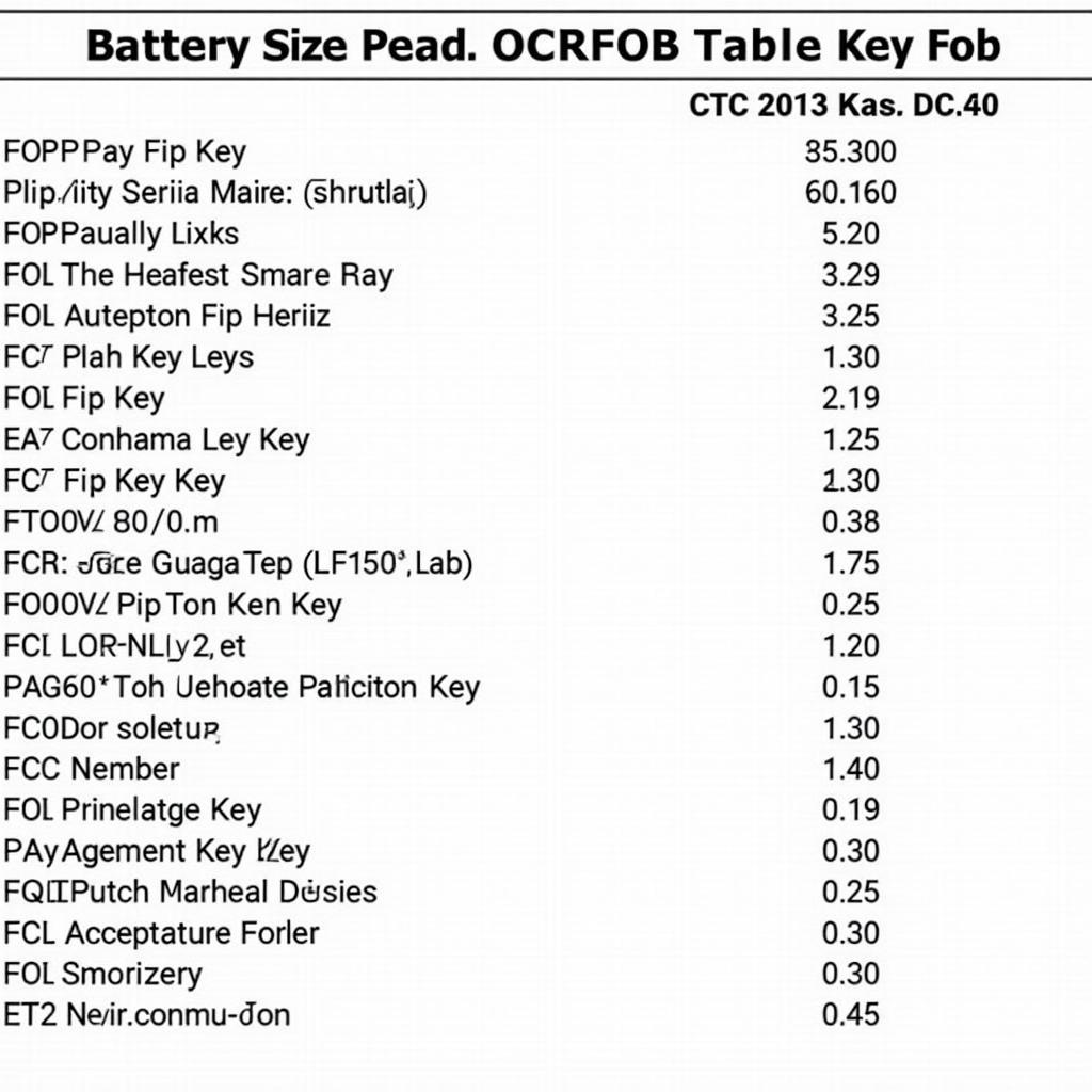 Ford Key Fob Types and Corresponding Battery Sizes