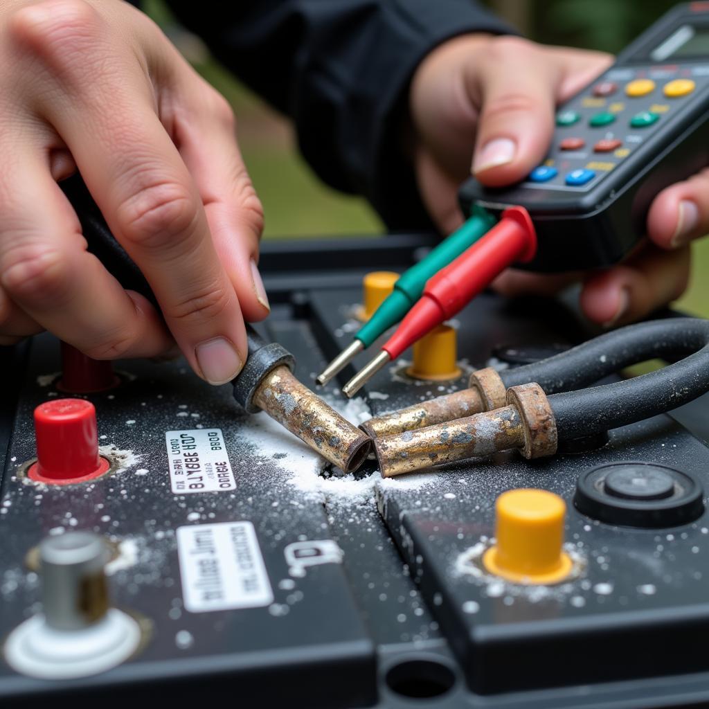 Inspecting Dead Golf Cart Batteries