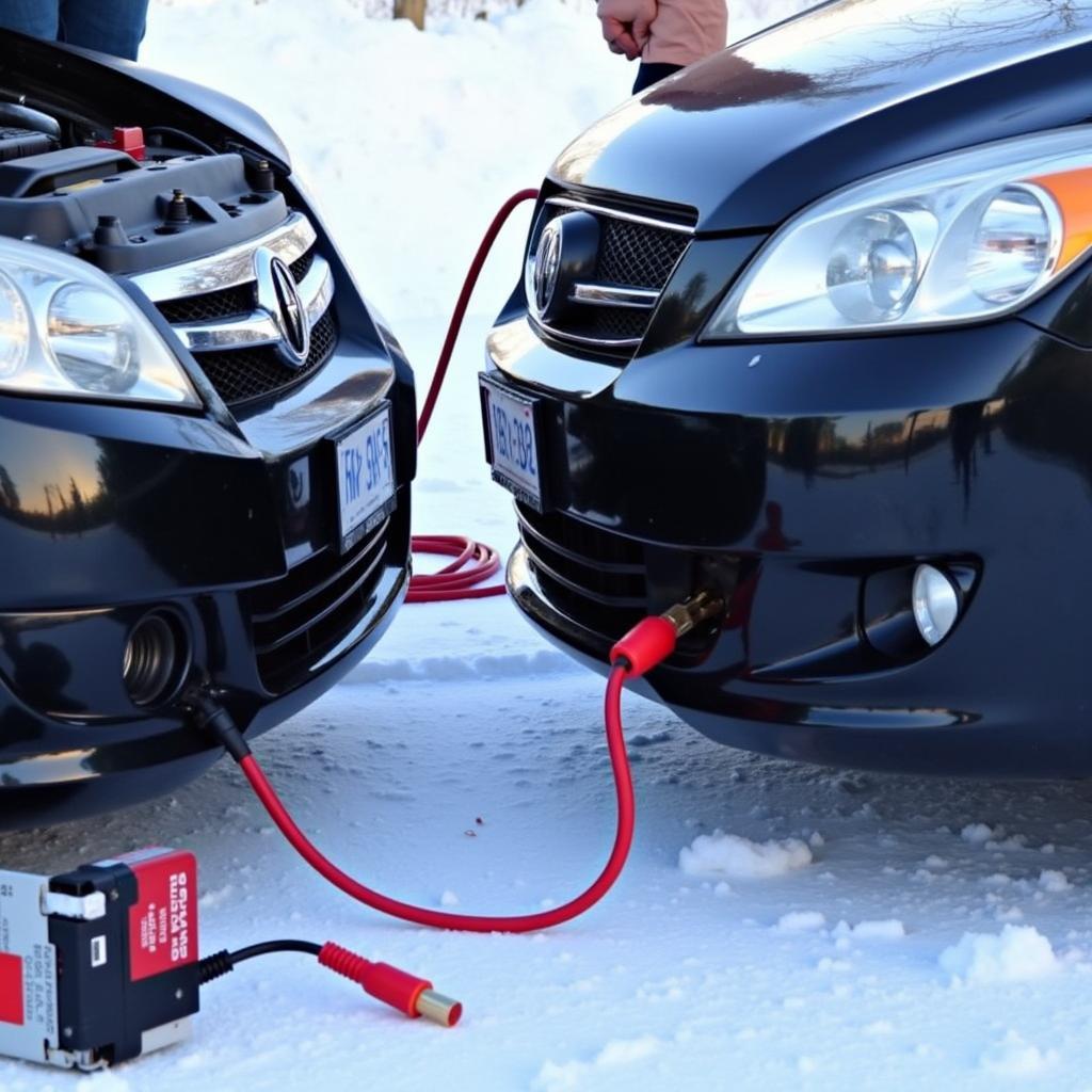 Jump Starting a Car in Winter