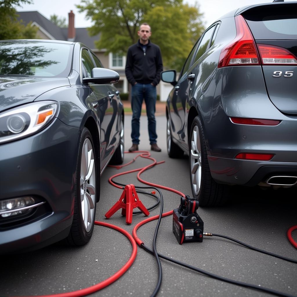 Jump Starting a Dead Car Battery with Jumper Cables