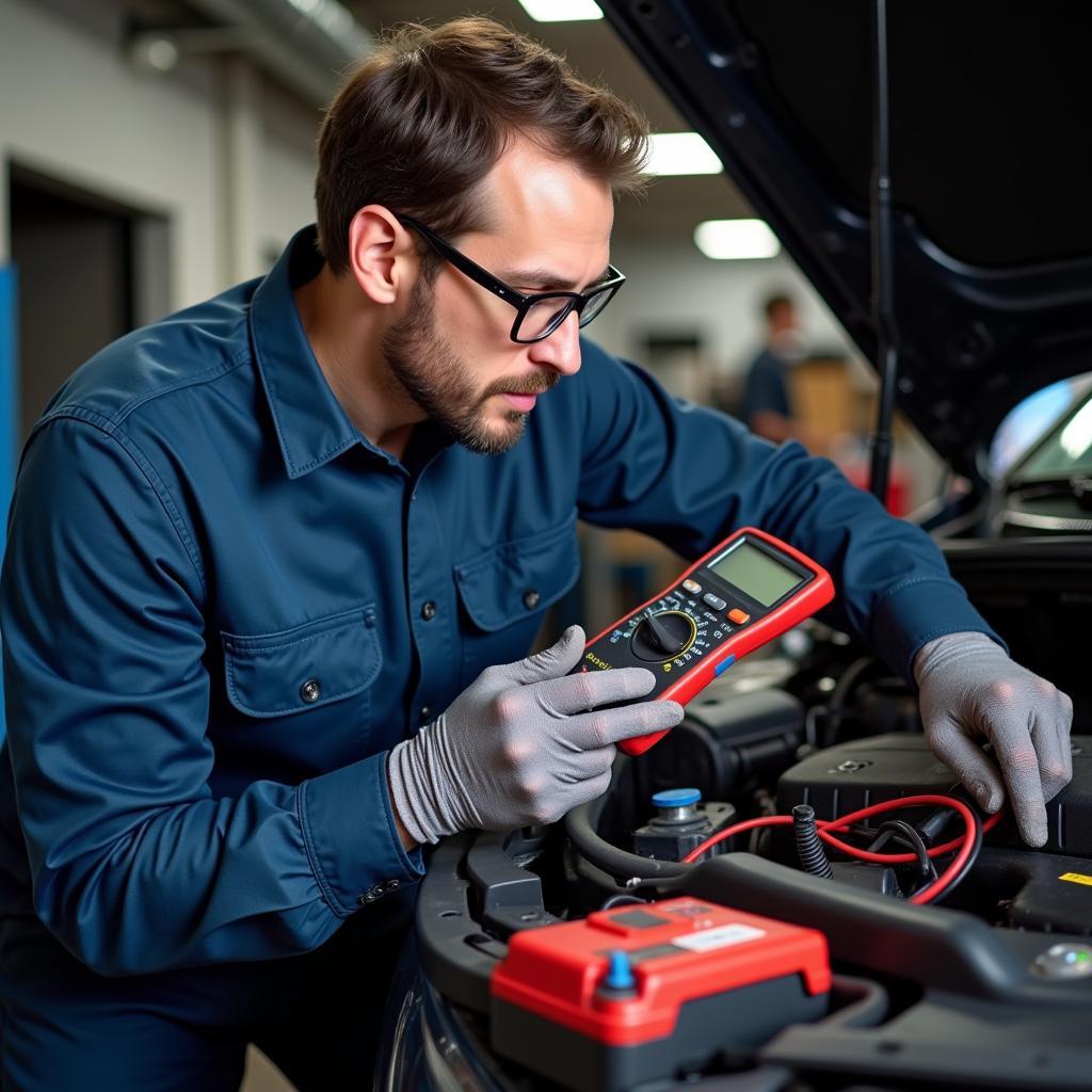 Mechanic Repairing a Short Circuit