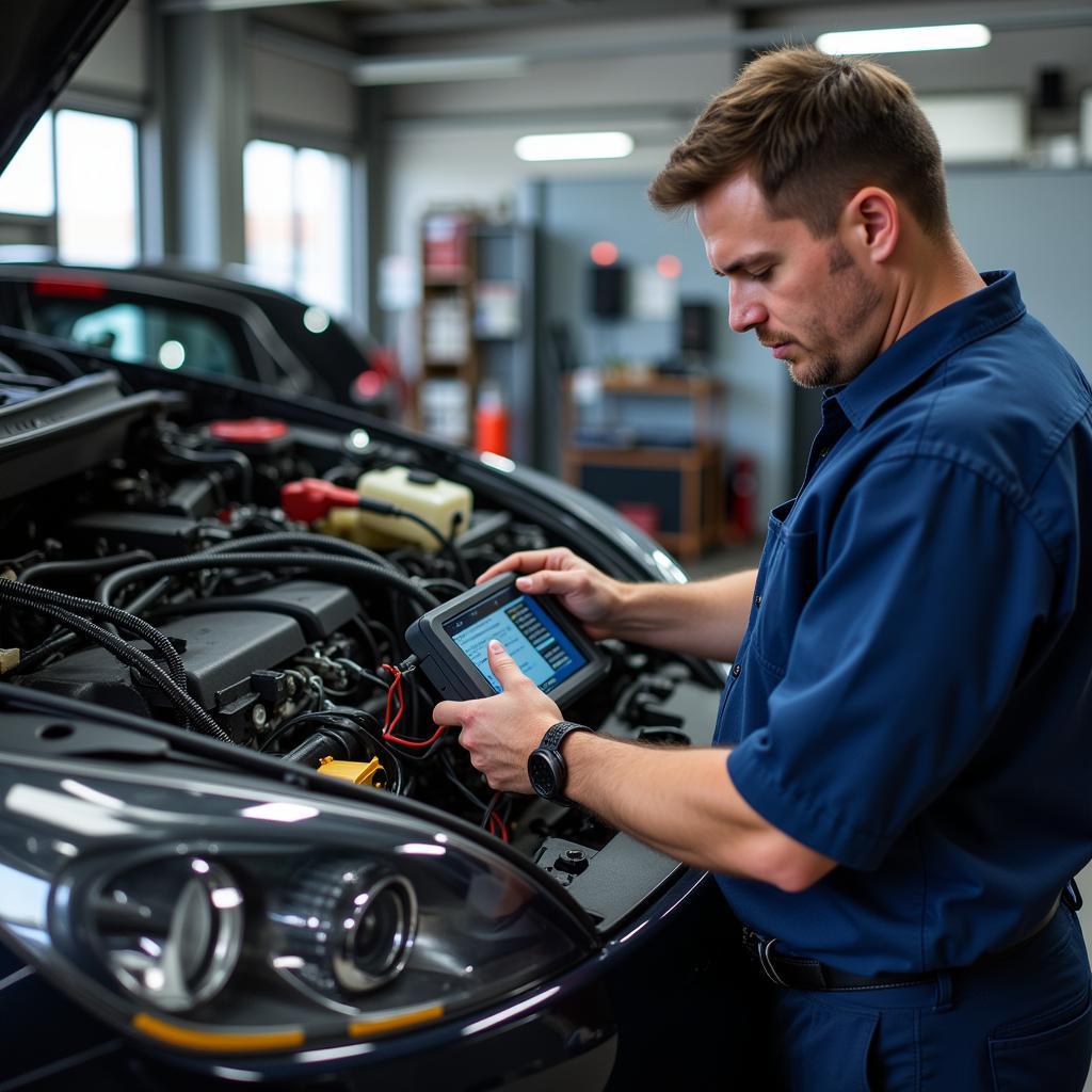 Mechanic Fixing Car Electrical System