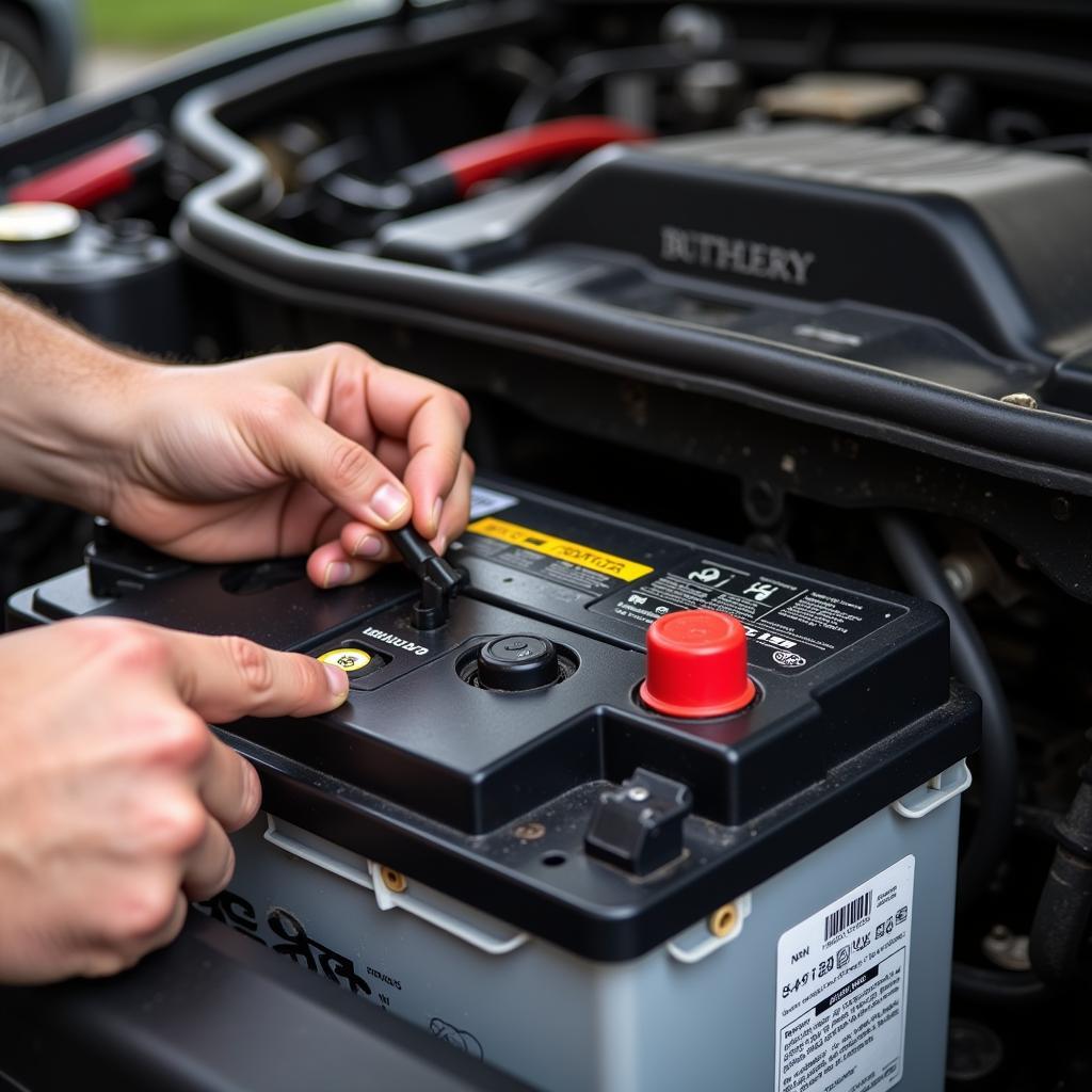 Mechanic Installing New Car Battery