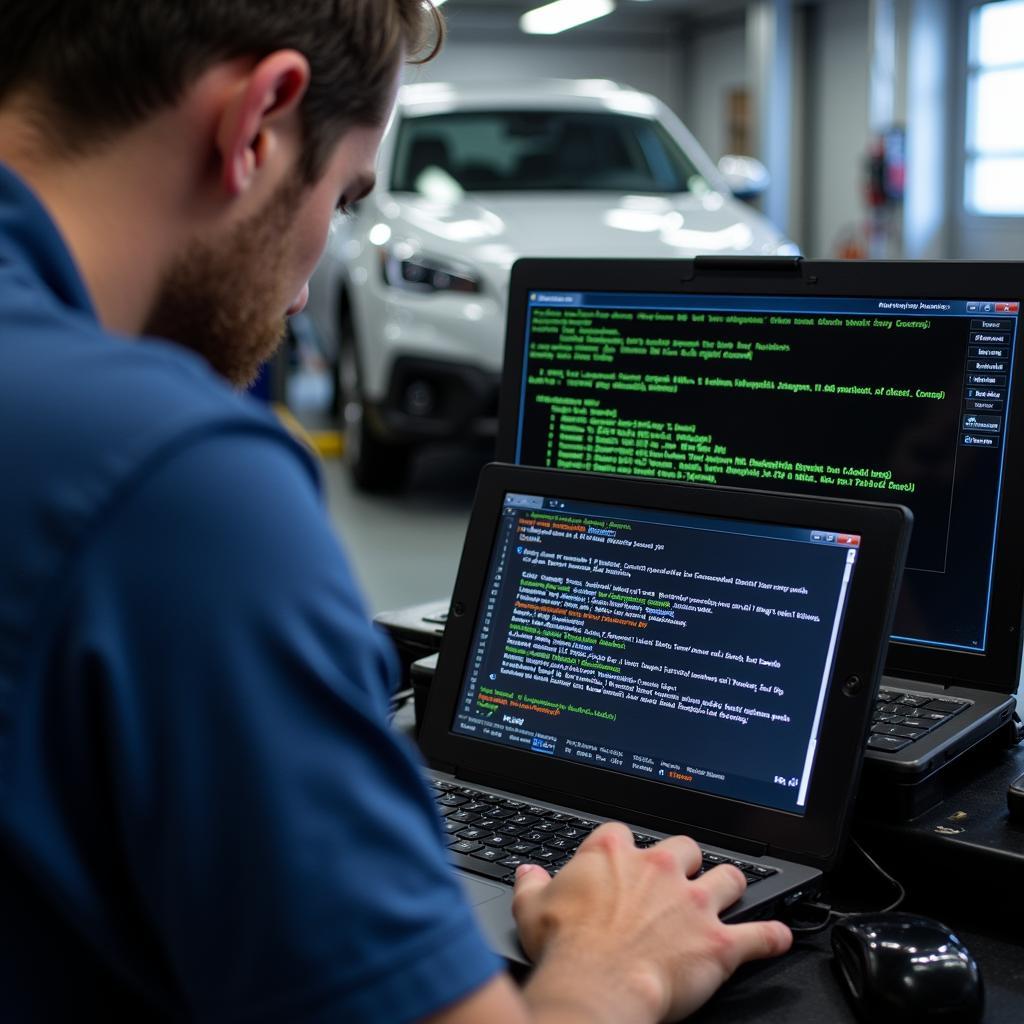 Mechanic Diagnosing Car Problems Remotely