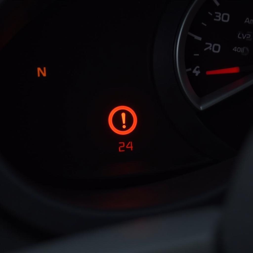 Mini brake fluid warning light illuminated on car dashboard