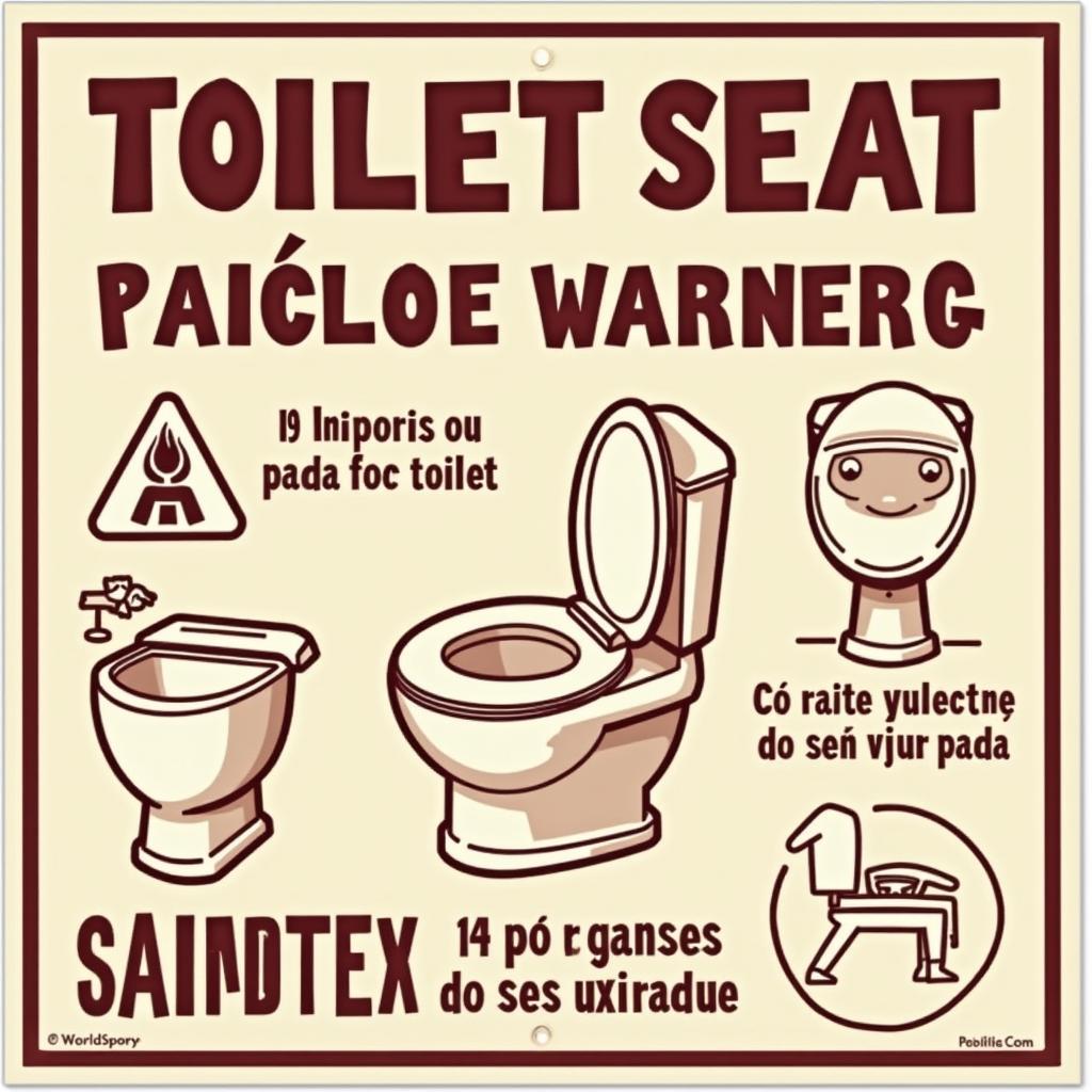 Multilingual Toilet Seat Warning Sign