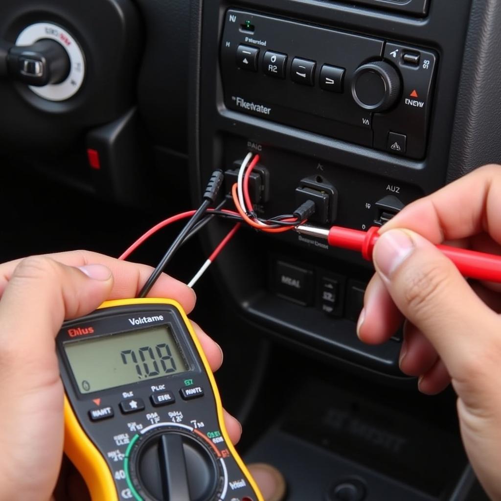 Multimeter Testing Car Radio Wiring