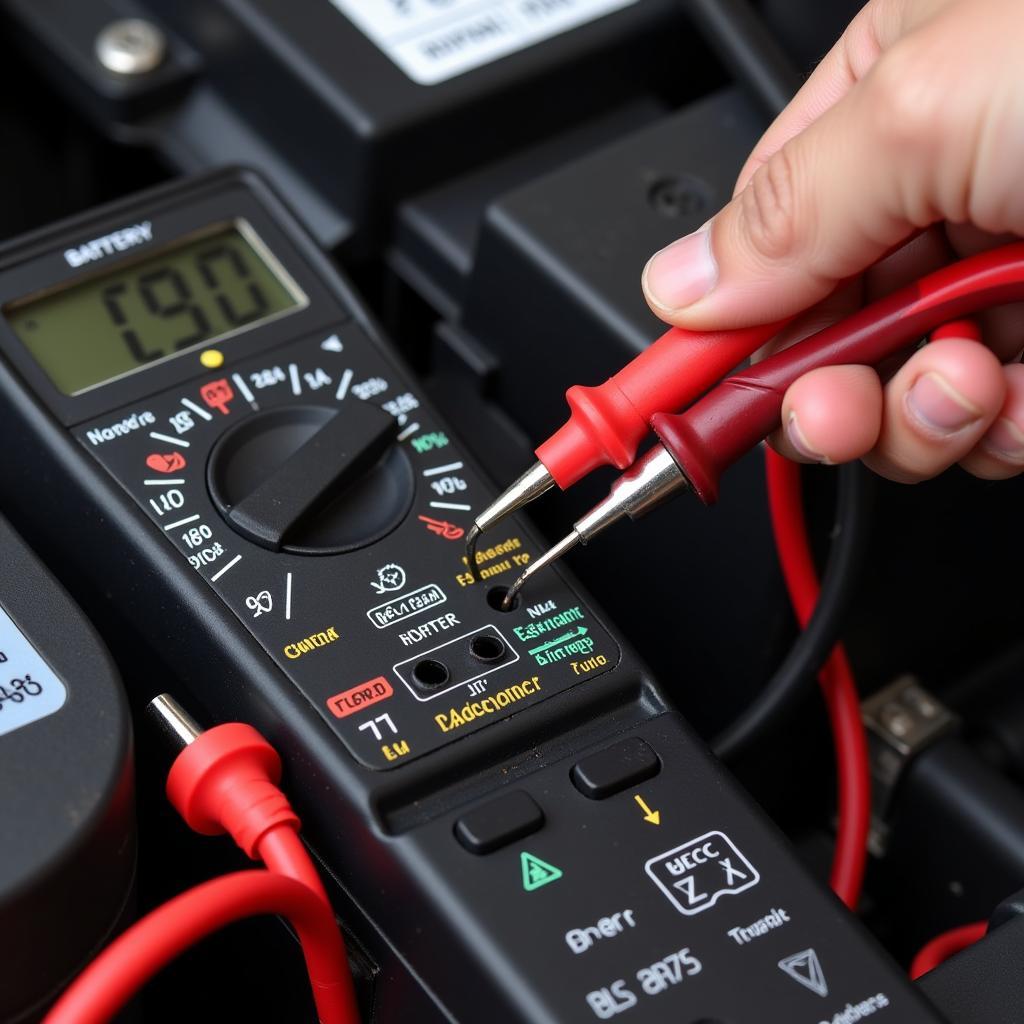 Multimeter Testing New Car Battery