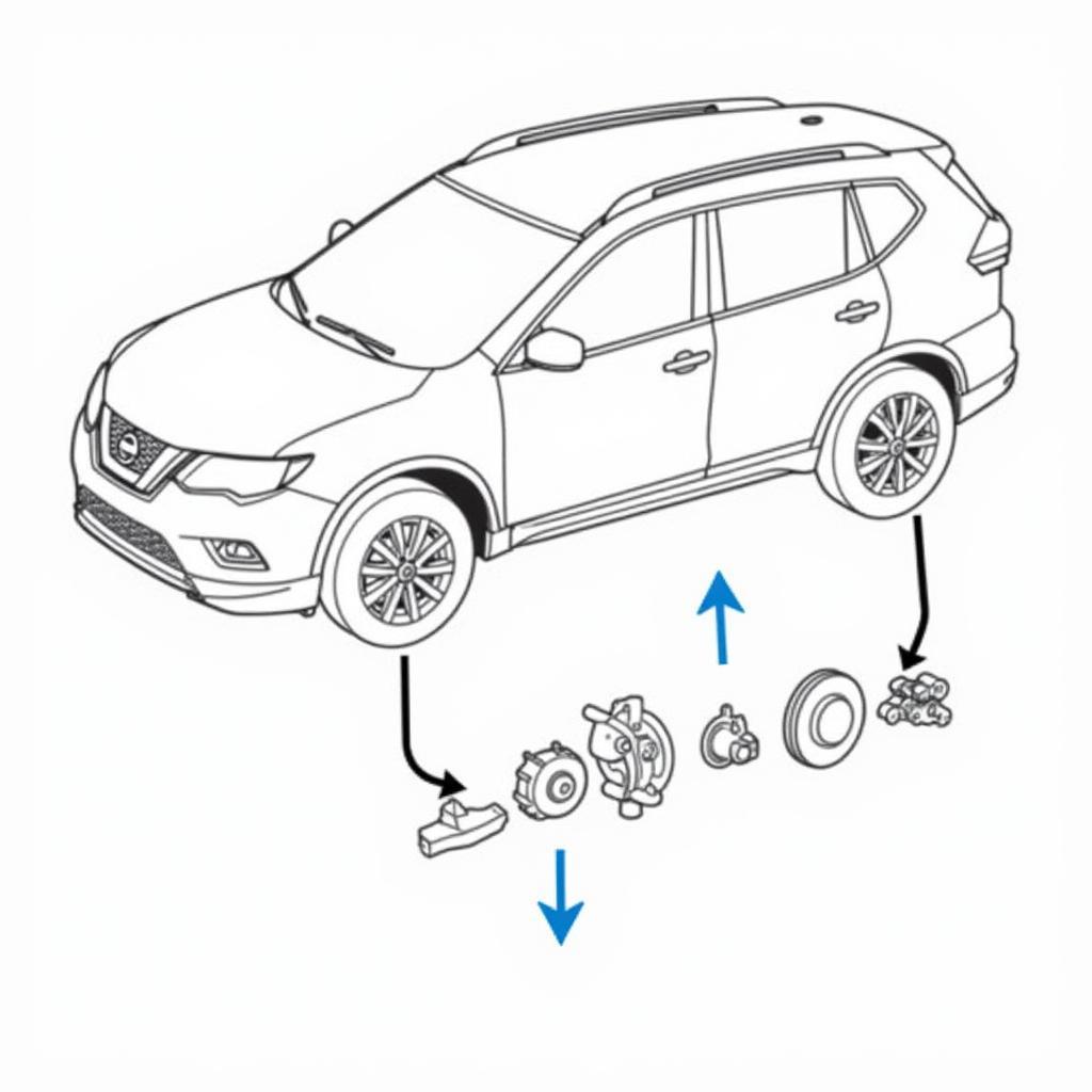 Diagram of Nissan X-Trail brake system components