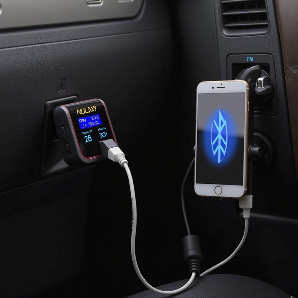 Nulaxy Bluetooth FM Transmitter Connected to Car Radio