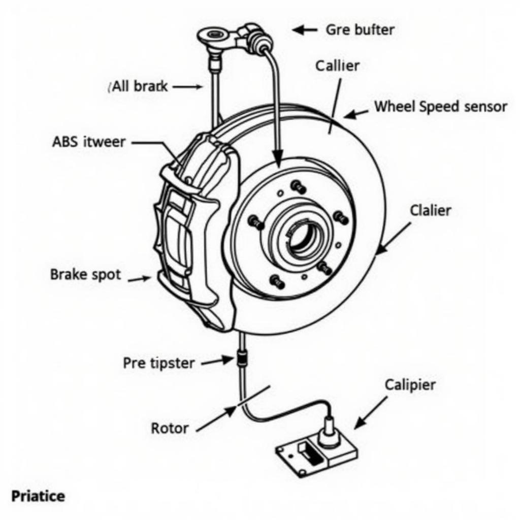 Prius Brake System Components including Wheel Speed Sensor