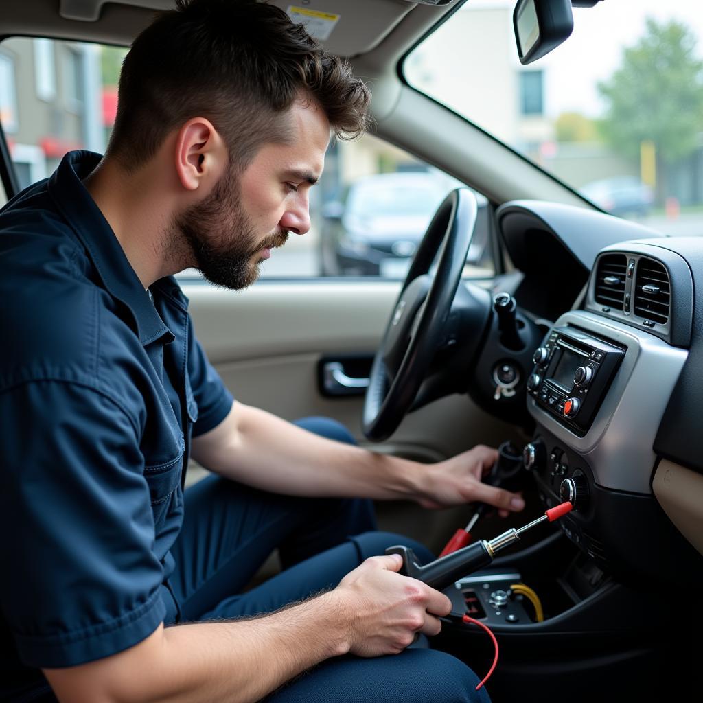 Professional Installing Car Radio