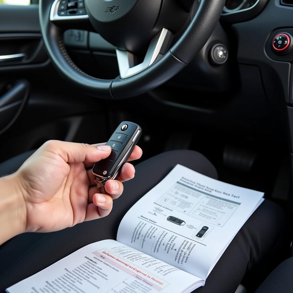 Programming a Ford key fob following instructions