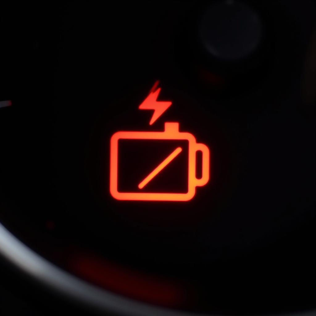 Red Battery Warning Light Illuminated on Car Dashboard