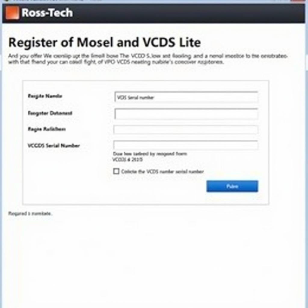 Ross-Tech Website Registration Page