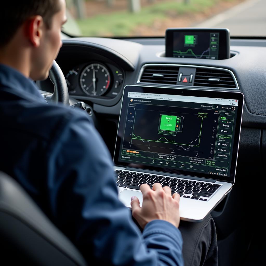 Remote diagnostics being performed on a Seat Altea using a laptop