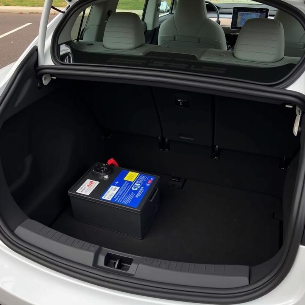 Location of the 12V battery in a Tesla Model 3