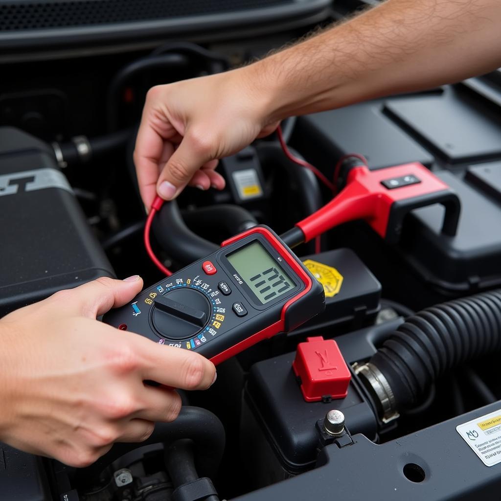 Testing Car Battery with Multimeter