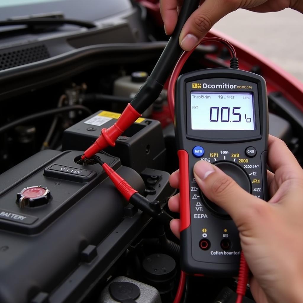 Testing Car Battery with Multimeter