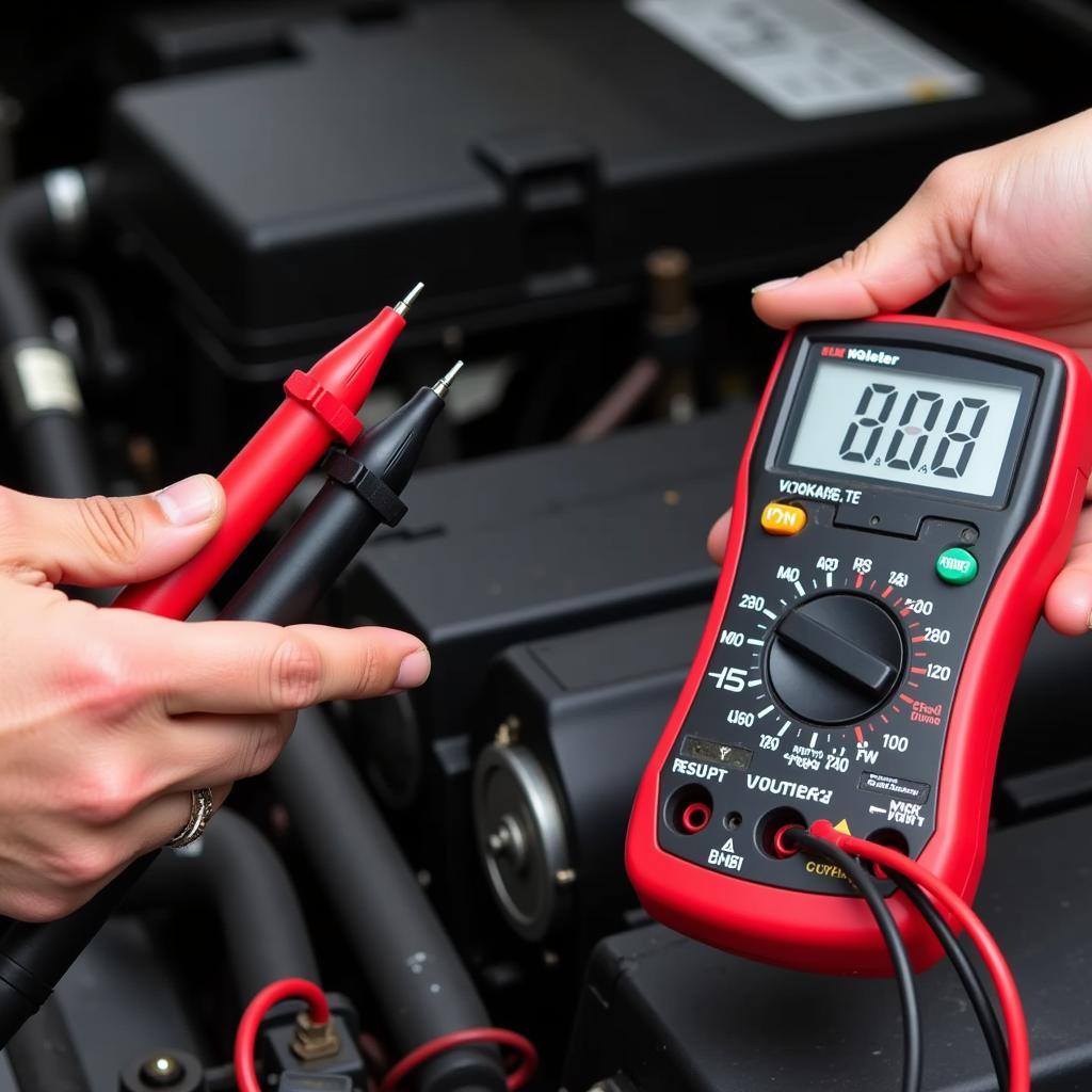 Testing Car Battery with Multimeter