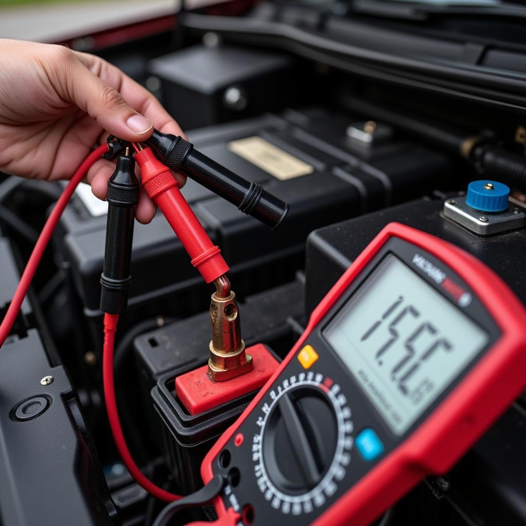 Using a multimeter to test a car battery